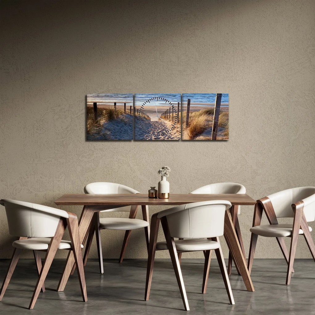 Tablou - Drum spre plaja din Marea Nordului, Țările de Jos (cu ceas) (90x30 cm)