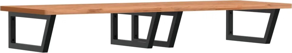 vidaXL Raft pentru lavoar montat pe perete, oțel și lemn masiv fag