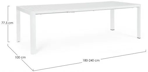 Masa extensibila, din aluminiu, alba, 180/240x100 cm, Kiplin, Bizzotto