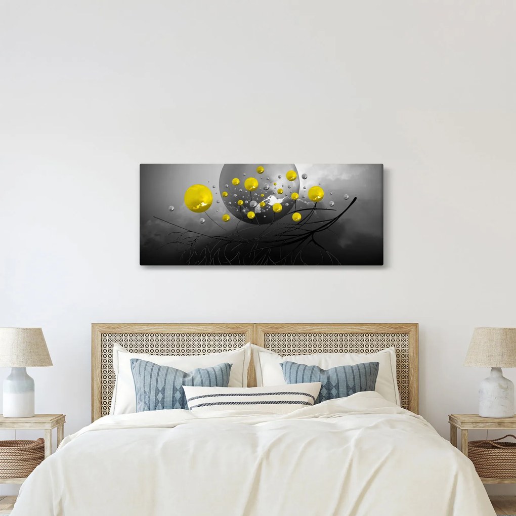 Tabloul - bile abstracte galbene (120x50 cm)