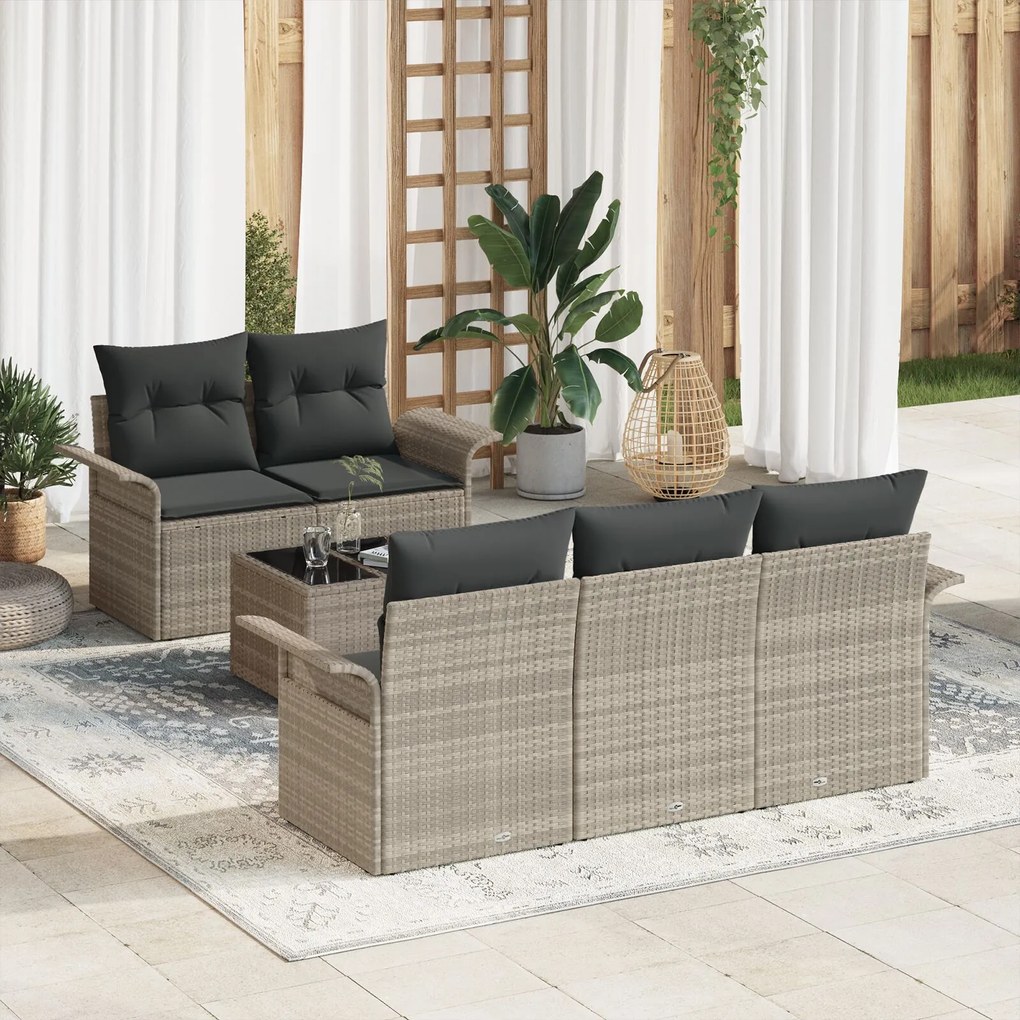 vidaXL Set de Sofa pentru Grădină cu Pernițe Gri Deschis Ratan Poliesteric