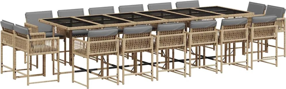 vidaXL Set mobilier grădină cu perne, 17 piese bej combinat poliratan