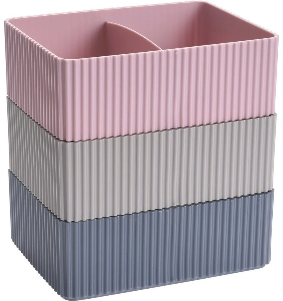 Organizator cosmetice Stripe maro, 16 x 12 cm