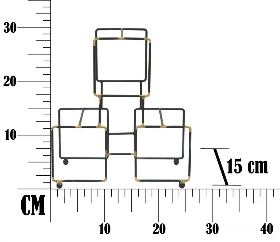 Suport pentru sticle auriu / negru din metal, 25 x 15 x 27 cm, Bright Mauro Ferreti