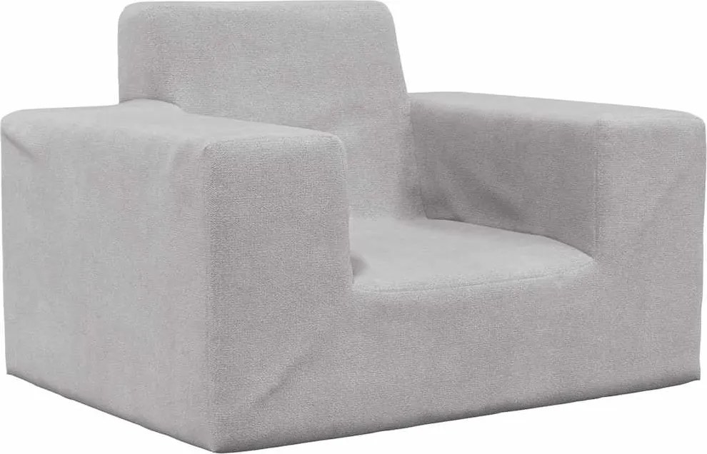 vidaXL Canapea pentru copii, gri deschis, pluș moale