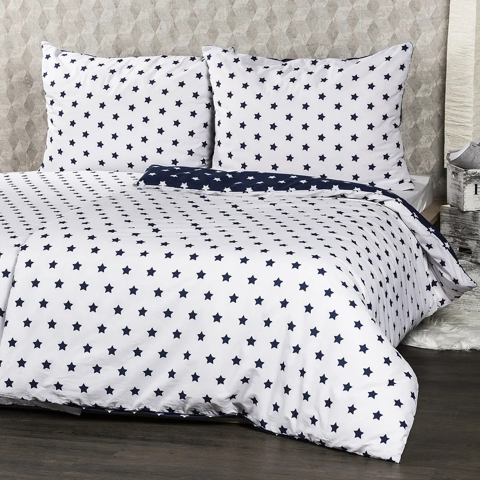 Lenjerie pat 1 pers. 4Home Stars Navy blue, 160 x 200 cm, 70 x 80 cm, 160 x 200 cm, 70 x 80 cm