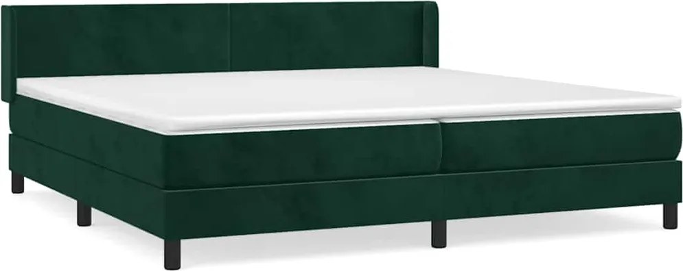 vidaXL Pat box spring cu saltea, verde închis, 200x200 cm, catifea