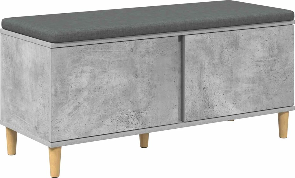 vidaXL Bancă pentru hol cu pernă cu ușă Gri Beton 100 x 38 x 46 cm