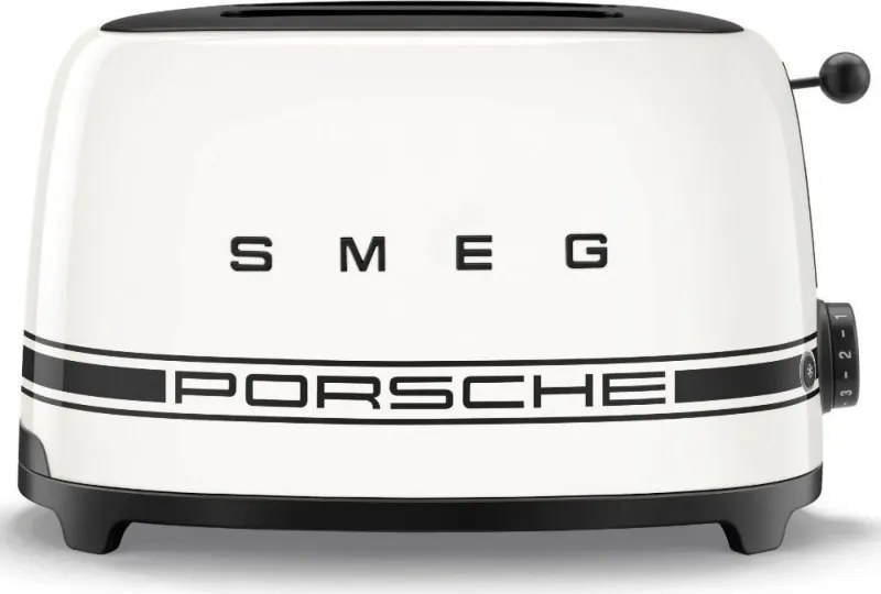 Prajitor de paine SMEG 50's Style Porsche TSF01PCWEU, 950 W, 2 felii, 6 trepte, Tava pentru firimituri, Cablu integrat, Otel inoxidabil, Alb