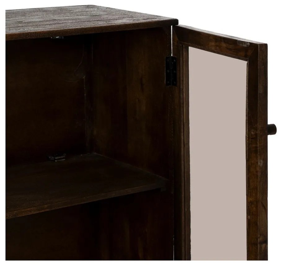 Vitrină maro din lemn de mango 80x100x40 cm Ravi – Ixia