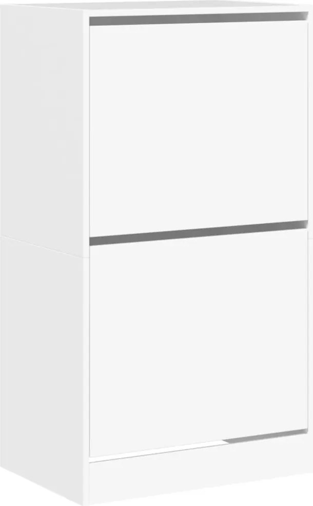 vidaXL Dulap de pantofi cu 2 sertare rabatabile, alb, 60x42x108 cm