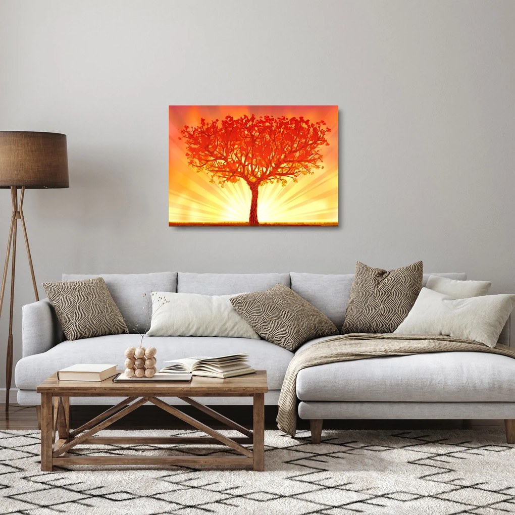 Tablou pe sticlă - Copac în lumina soarelui (70x50 cm)