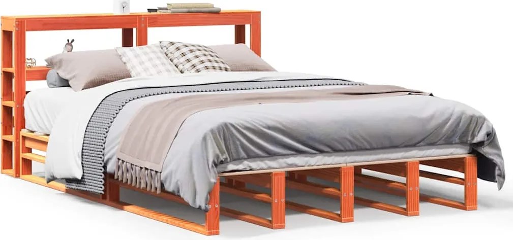 vidaXL Cadru pat fără saltea, maro ceruit, 160x200 cm, lemn masiv pin