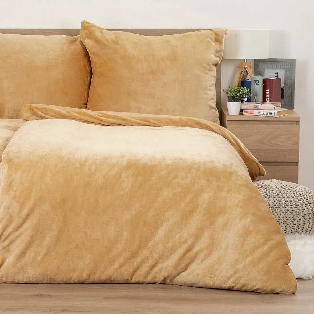 Lenjerie de pat din microflanel 4Home bej, 140 x 200 cm, 70 x 90 cm