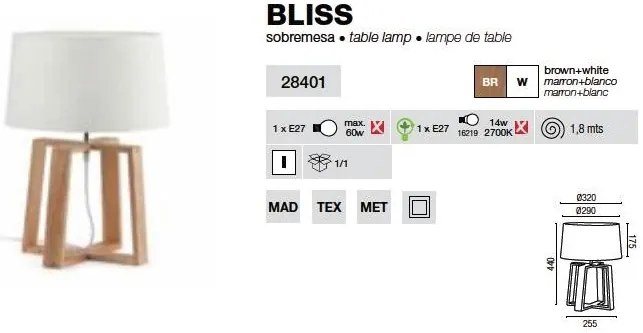 Veioza, lampa de masa Bliss 28401