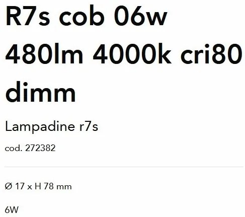 Bec LED dimabil, R7s COB 06W 480lm 4000K cri80 dimm