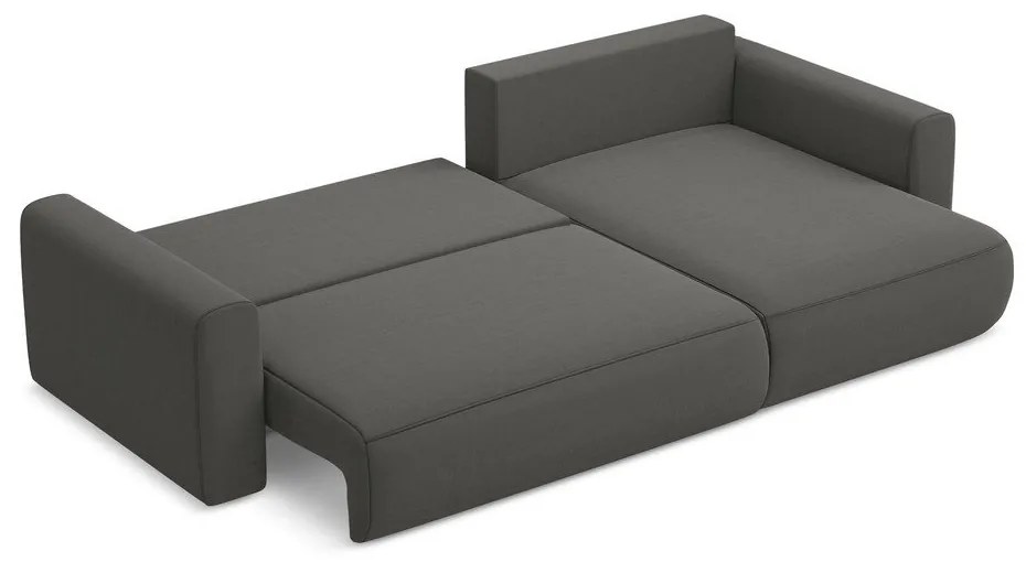 Colțar gri închis extensibil/cu spațiu de depozitare cu tapițerie din catifea (cu colț pe partea dreaptă/cu șezlong) Kapua – Makamii