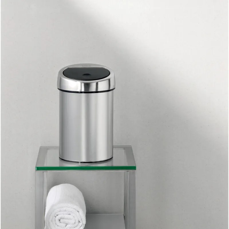 Cos de gunoi Brabantia Touch Bin 647217, 3 L, Deschidere lina si silentioasa, Montare pe perete, Rezistent la amprente, Inox