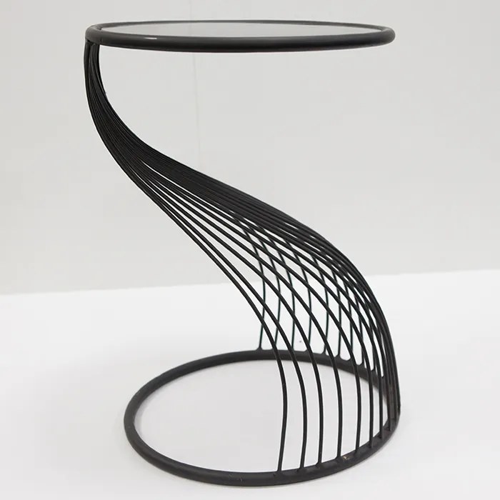 Masuta Ray metal sticla, negru, 54x35 cm