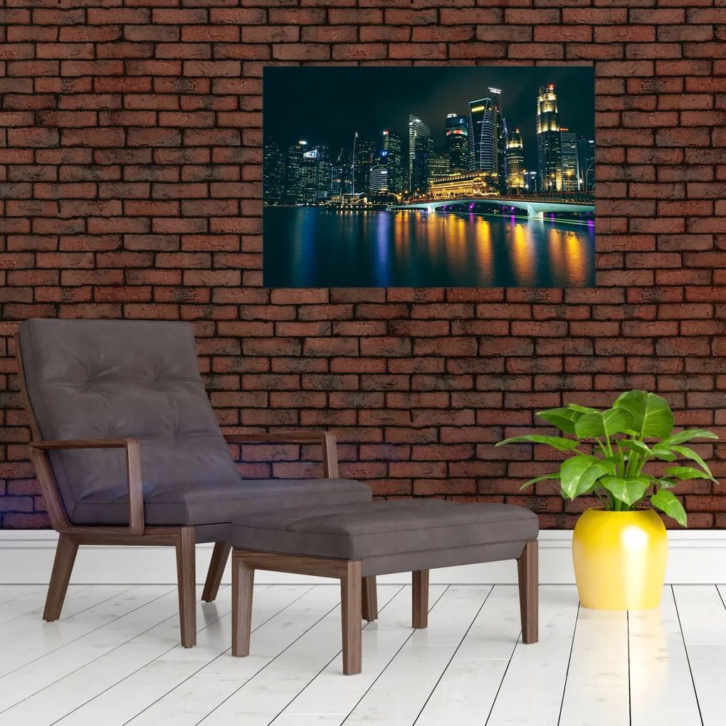 Tablou - Singapore noaptea (90x60 cm)