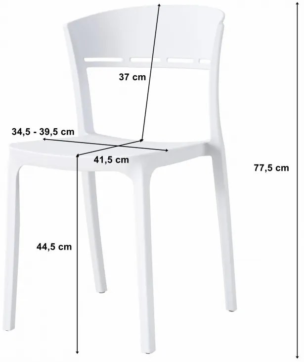 Set de sufragerie 1+4, masa alba BERGEN 120x80cm si scaun alb din plastic COCO