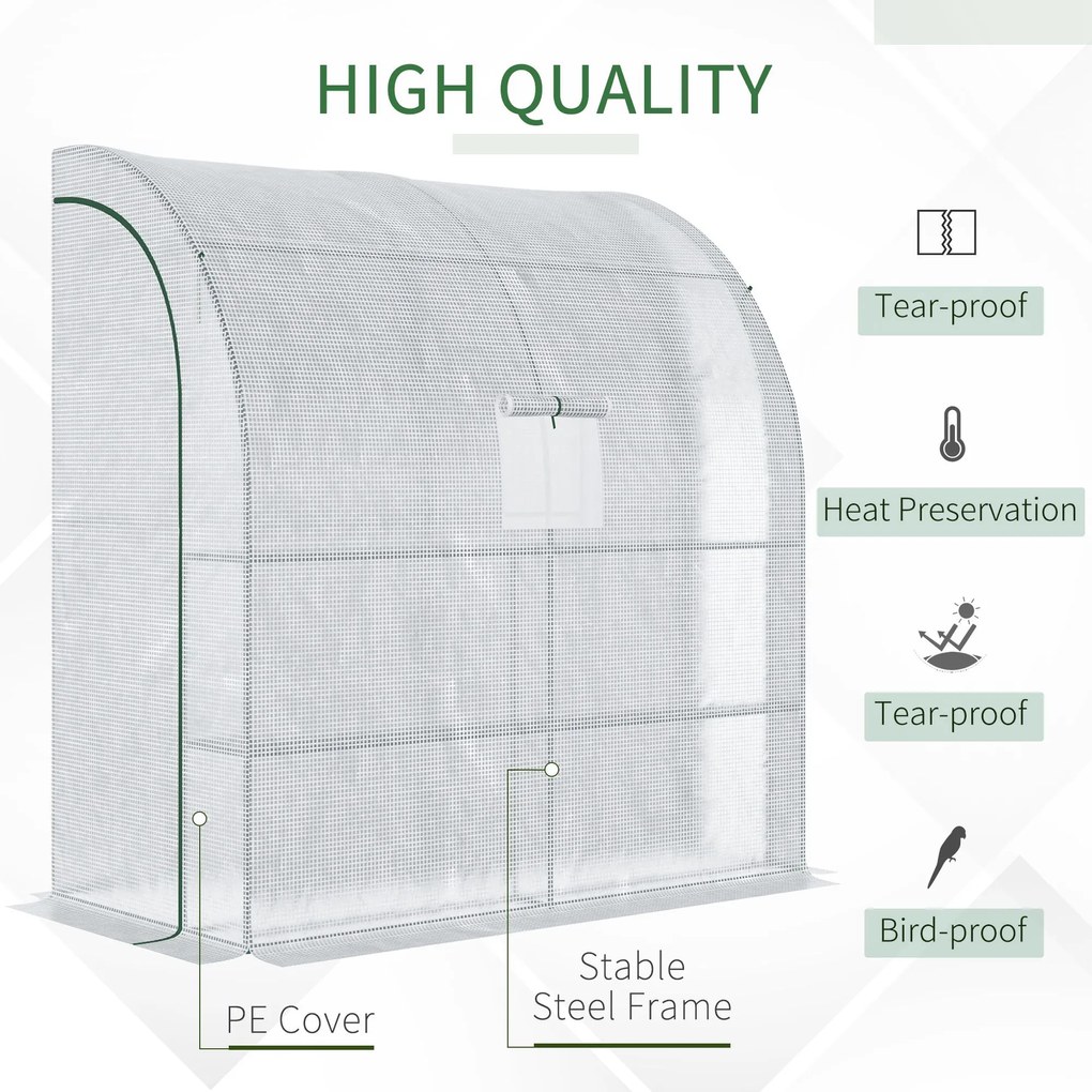 Outsunny 7' x 3' x 7' Outdoor Walk-In Greenhouse, Plant Nursery with Roll-up Windows, PE Cover, and 3 Wire Shelves, White | Aosom Romania