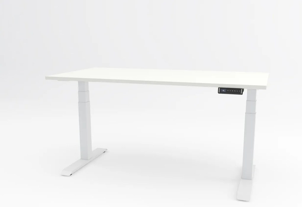 Birou reglabil pe inaltime TerrA8 PRO WHITE - 2 motoare, profil patrat, ALB (Dimensiune blat: 137x67cm, Culoare blat: Alb 25mm)