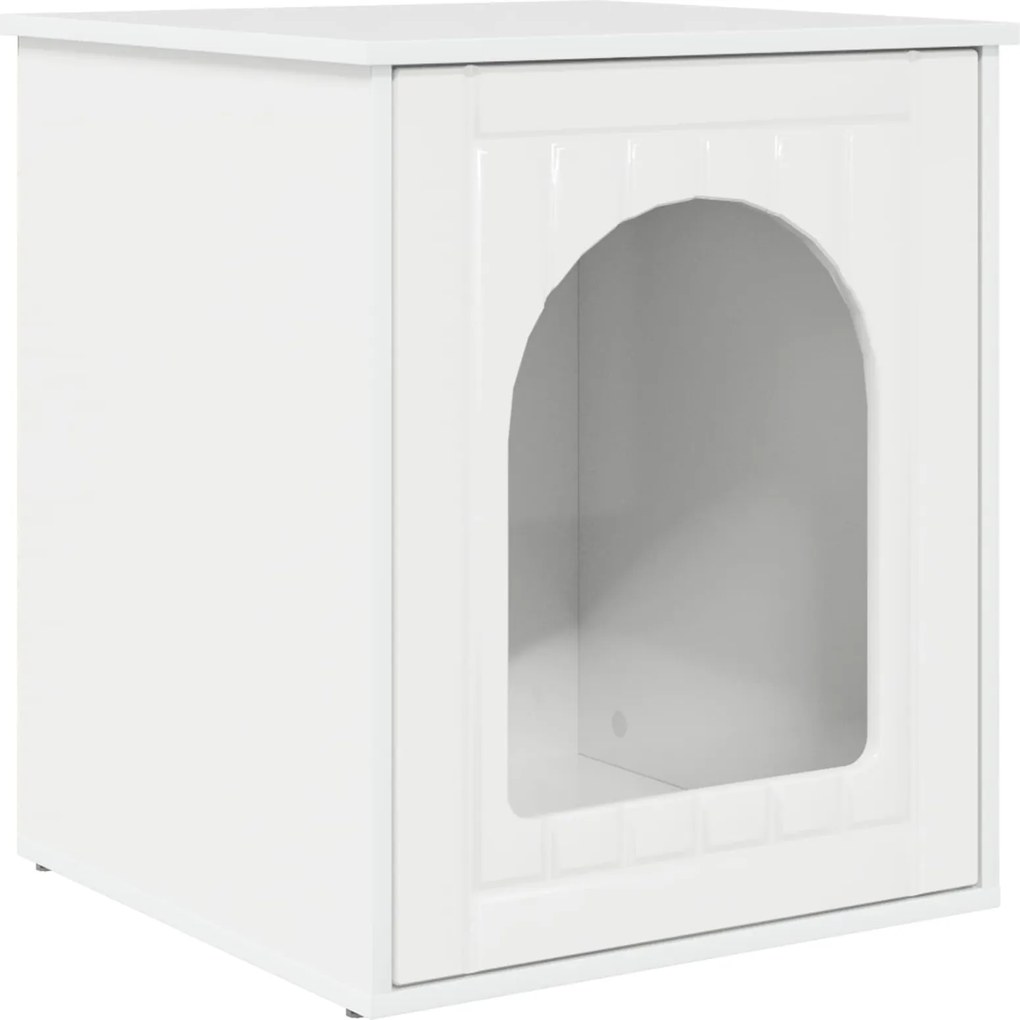 vidaXL Casa pentru pisici Alb Lucios 53 x 52 x 62 cm Lemn compozit