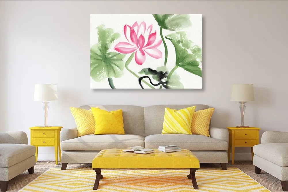 Tablou floare de lotus în acuarelă