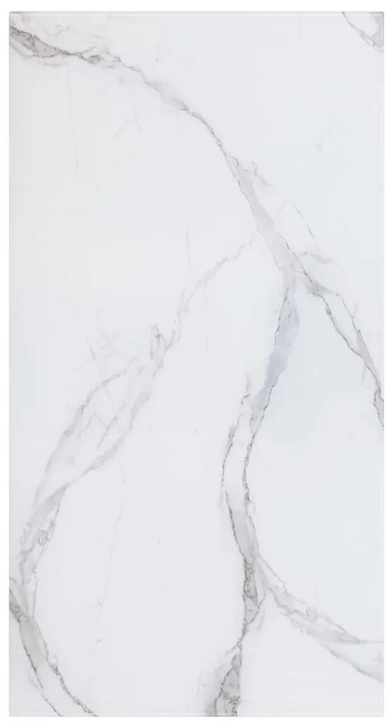 285188 vidaXL Blat masă alb 120x65cm sticlă &amp; textură marmură dreptunghiular