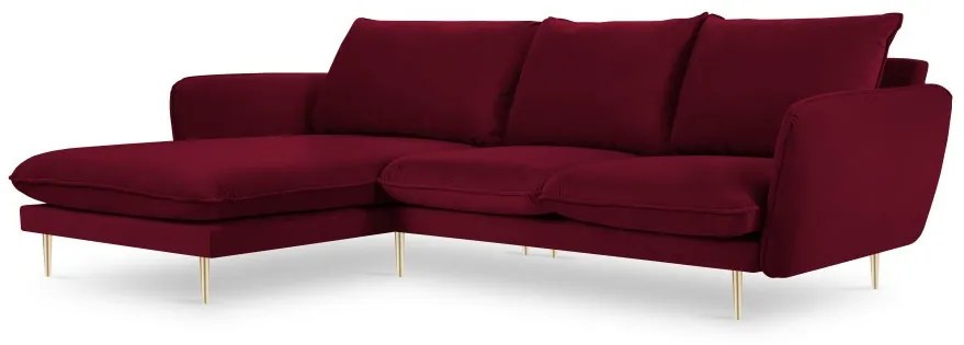 Coltar tapitat Vienna 5 locuri velvet/picioare gold – L255 x l170 x h95