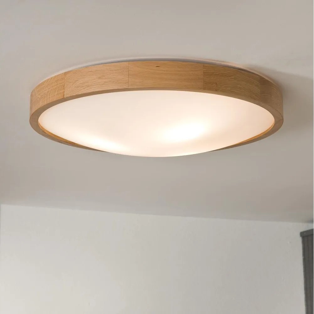 Brilagi-LED RGBW Plafonieră dimabilă CARVALHO SLIM 3xE27/15W/230V Wi-Fi stejar, diametru 47 cm