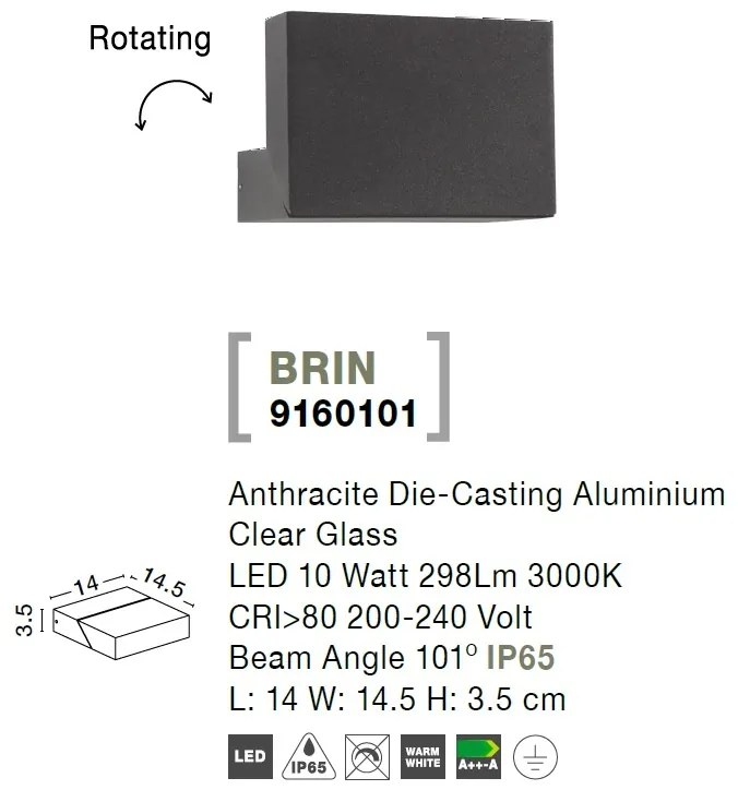Aplica LED ambientala orientabila pentru iluminat exterior IP65 Brin