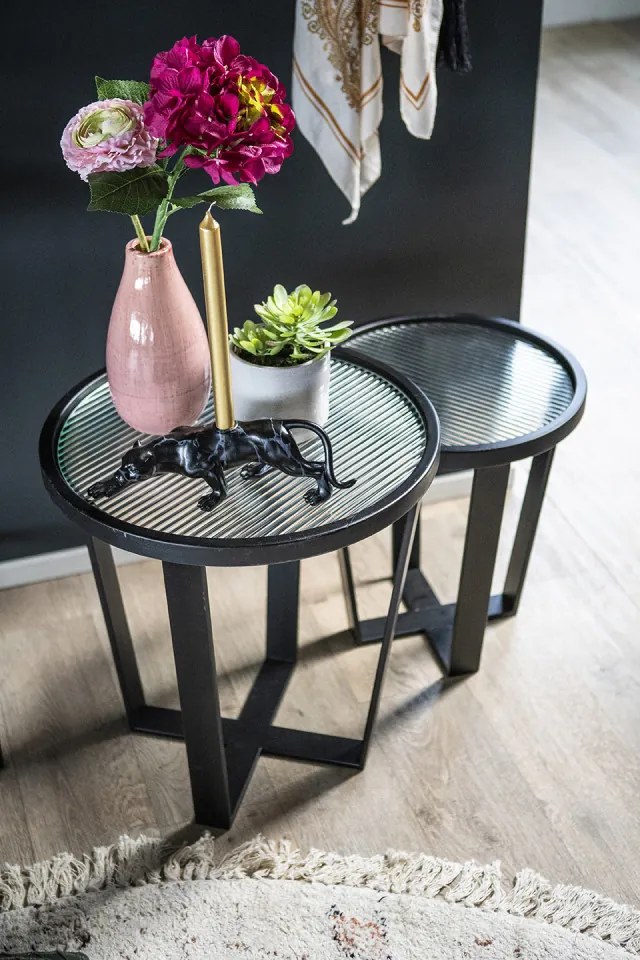 Suport lumanare pantera Raja, negru