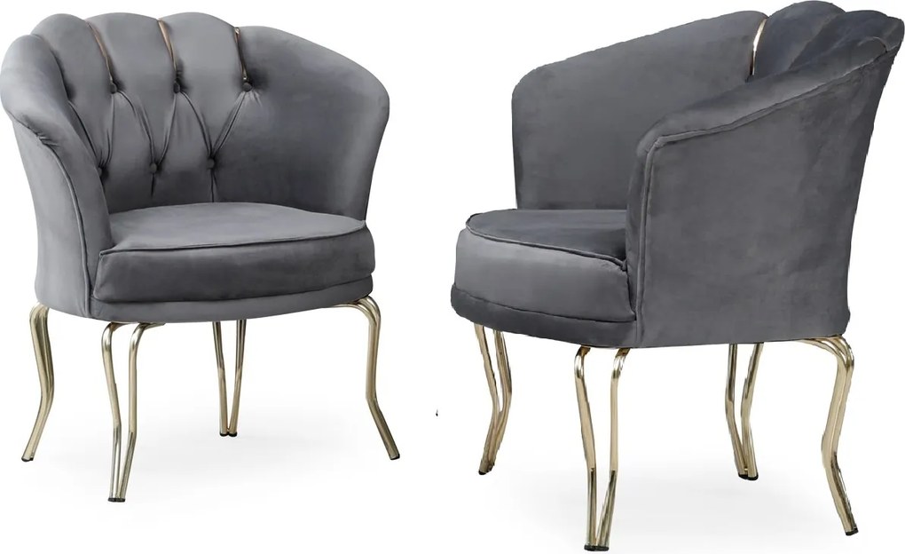 Fotoliu Viena, scaun, negru-auriu, picioare metal auriu, Homs