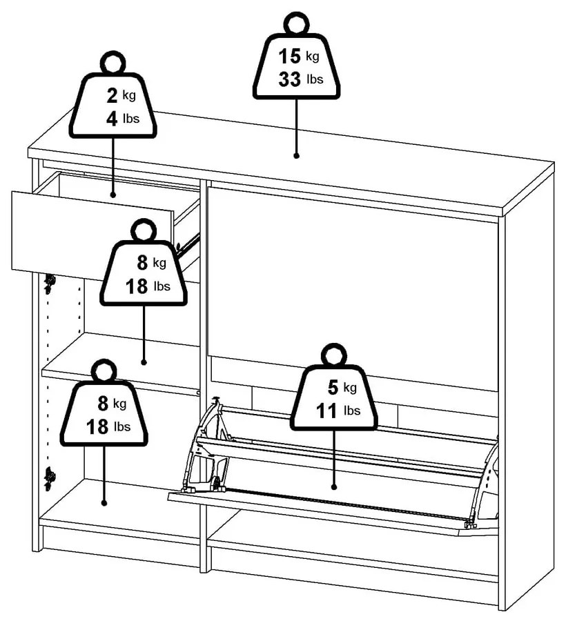 Pantofar în culoare naturală cu deschidere înclinată cu aspect de lemn de stejar 109x93x32 cm Naia – Tvilum