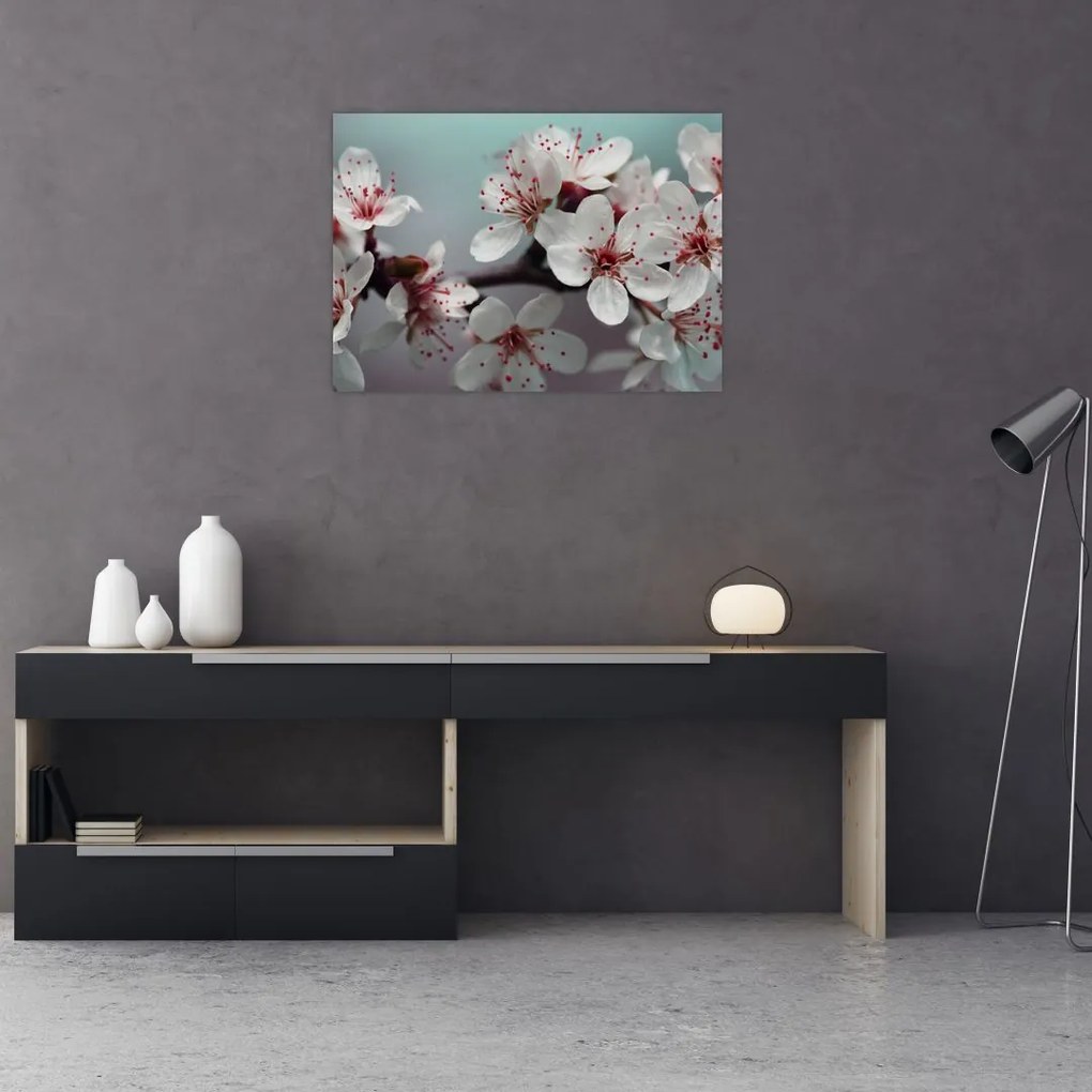 Tablou pe sticlă cu floare - roșie (70x50 cm)