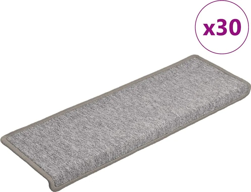 vidaXL Covorașe pentru scări, 30 buc., 65x21x4 cm, gri deschis, cu margini dreptunghiulare