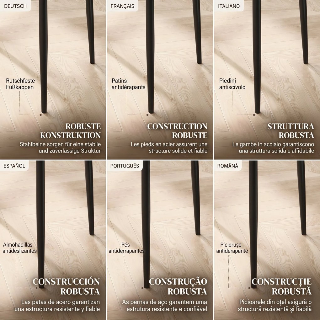 HOMCOM Set 2 Scaune de Sufragerie Tapițate cu Spătar Înalt, Tălpi Antiderapante și Picioare din Oțel, 41x50x97 cm, Negru | Aosom Romania