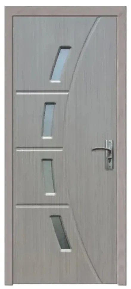 Usa Interior din MDF Novo Doors ND508, Cadru din Lemn Masiv, Geam Sablat, KIT COMPLET, Toc , Manere si balamale incluse (Culoare: Alb, Toc: Fix,