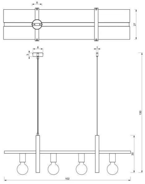 Lustră pe cablu SHELF 4xE27/60W/230V