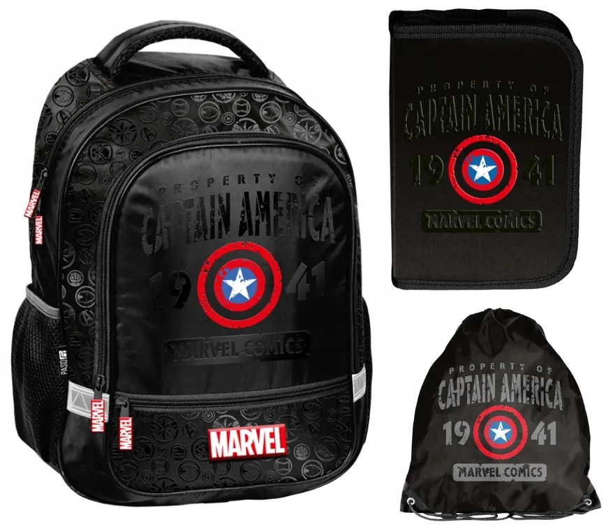 Set școlar CAPTAIN AMERICA AVENGERS - rucsac + penar + geantă de papuci