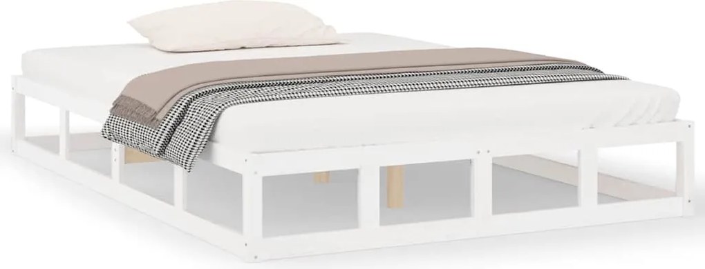 vidaXL Cadru de pat, alb, 120x200 cm, lemn masiv