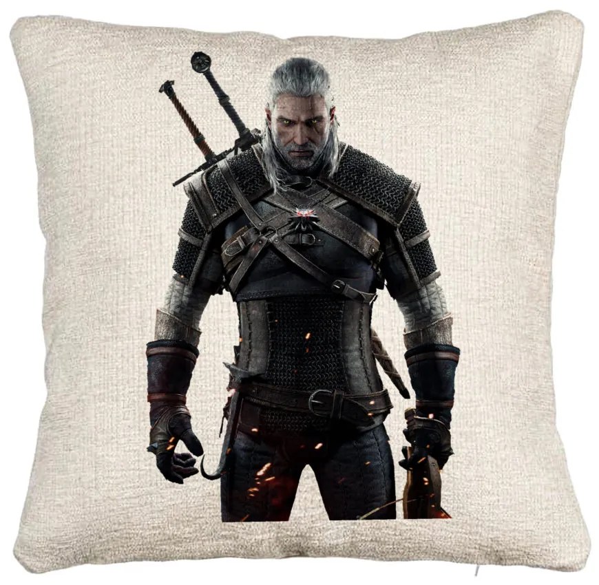 Perna Decorativa Canapea cu The Witcher 2, 40x40 cm, Cu fermoar