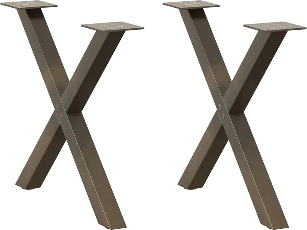 vidaXL Picioare pentru masă de cafea în formă de X, 2 buc., oțel natural, 60 x (42-43) cm