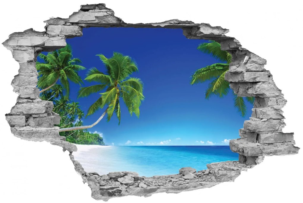 Sticker cu efect 3D - Palmieri pe plaja
