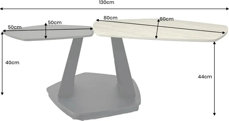 Masuta de cafea moderna cu doua blaturi rotative din ceramica Movement 80-130cm