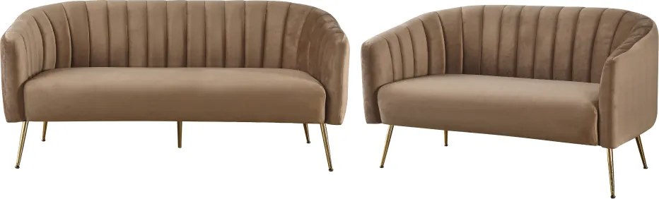 Canapea de design cu 3 locuri, ţesătură Velvet maro/gold crom-auriu, BAGY