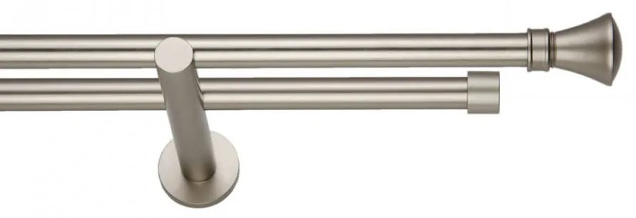 Galerie dubla PRINCE PICIOR UNIVERSAL- dubla fara inele 19/19 - CROM MAT (Alege marime: 140 cm)