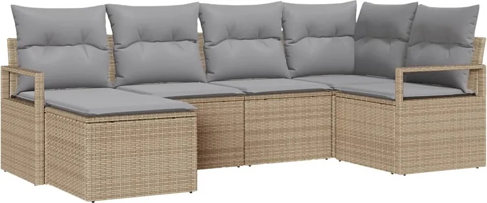 vidaXL Set de canapea cu pernă 6 pcs Bej poliratan